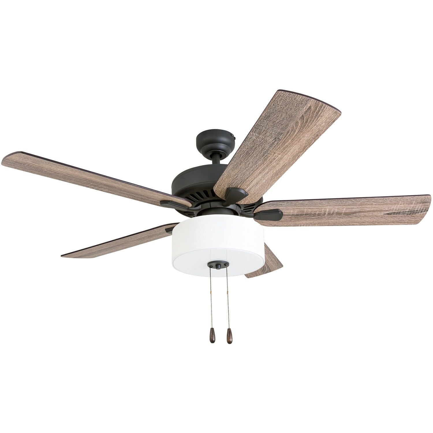 The Gray Barn Hatekin Farmhouse 52 Inch Aged Bronze Led Ceiling Fan In Linen Drum Light