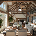 The Gray Barn Hatekin Farmhouse 52 Inch Aged Bronze Led Ceiling Fan In Linen Drum Light In 3 Speed Remote