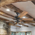 Prominence Home Lincoln Woods Farmhouse Cage Industrial Aged Bronze Steel 52 Inch 3 Light Led Ceiling Fan