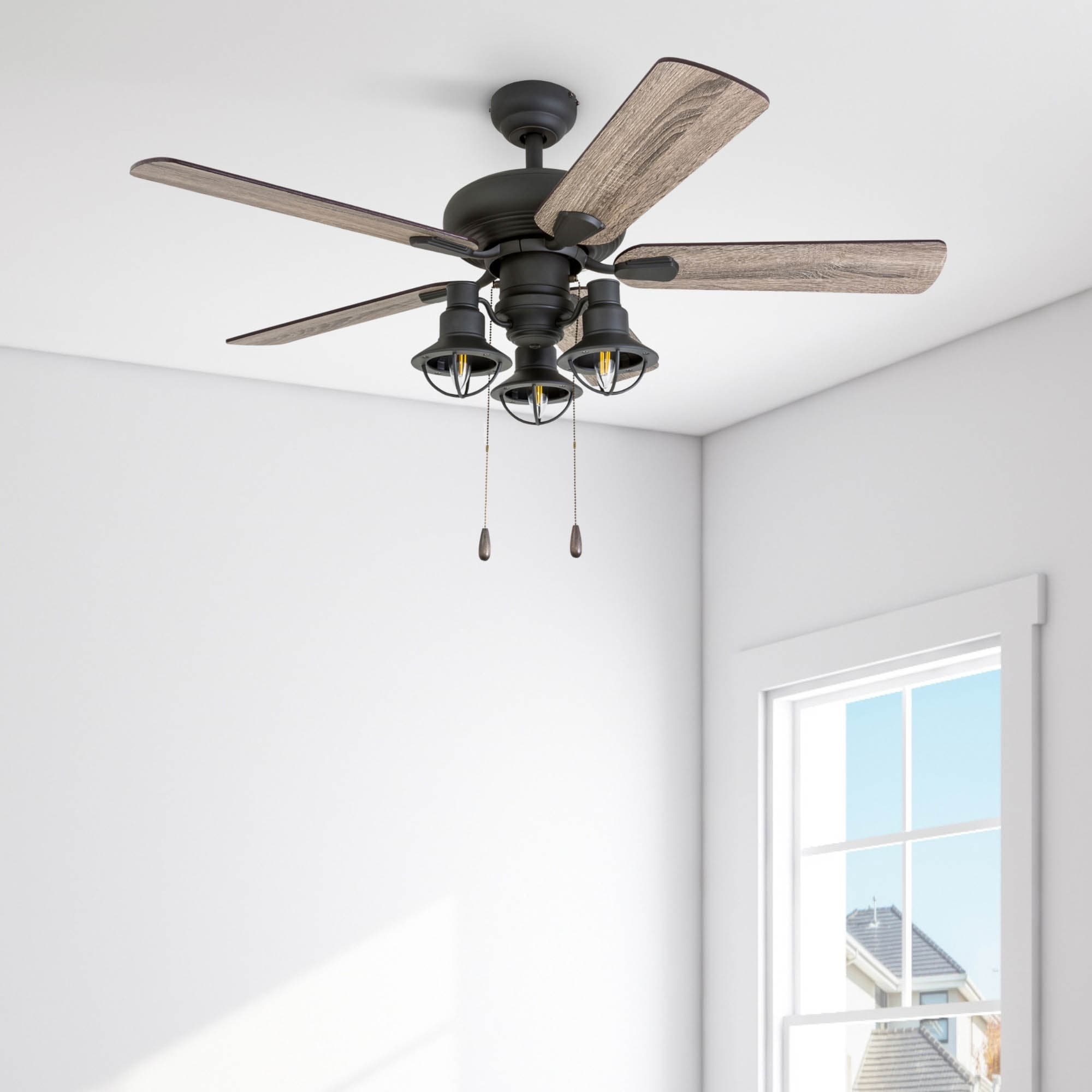Prominence Home Piercy Coastal Aged Bronze Led Lantern Light Ceiling Fan