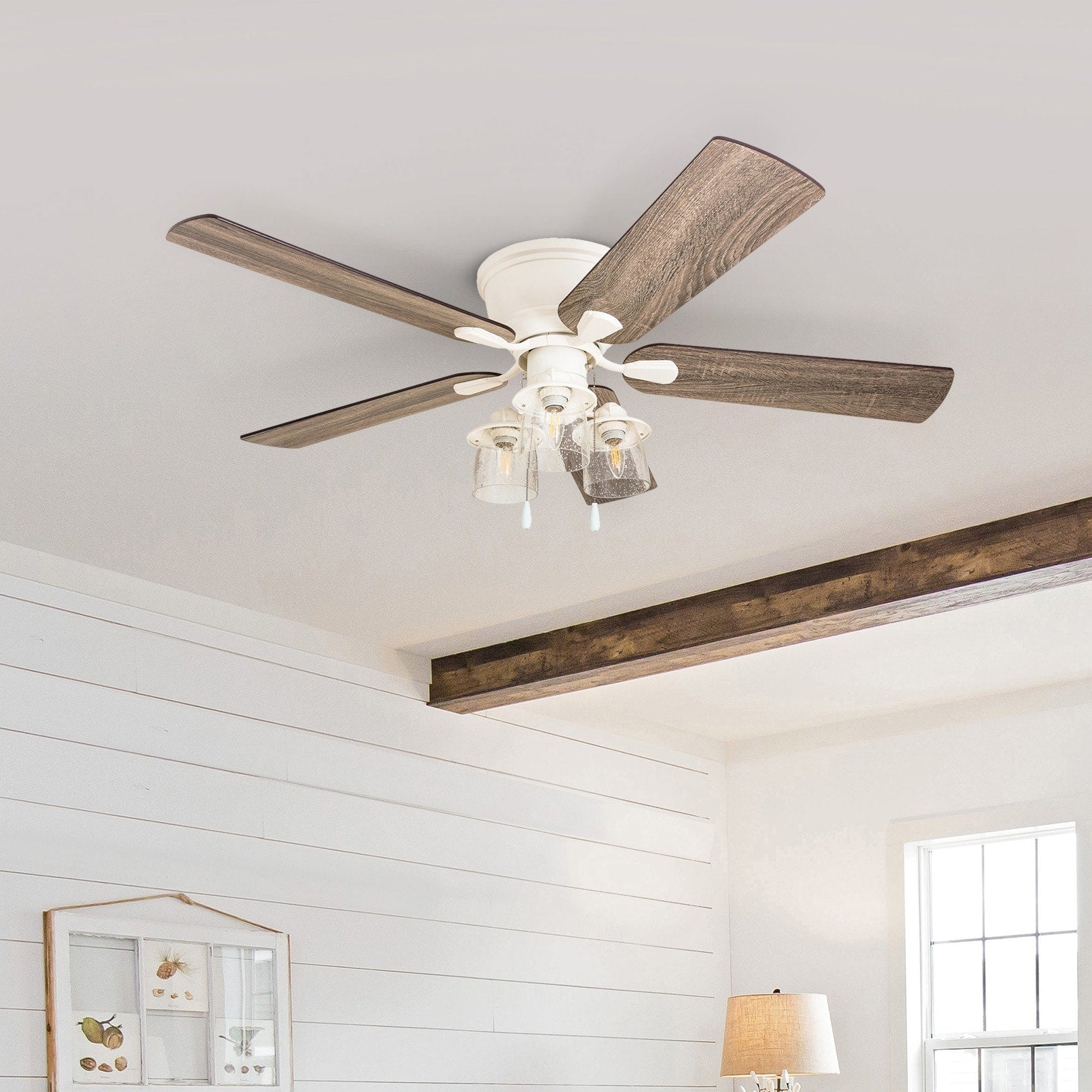 The Gray Barn Osborne 52 Inch Coastal Indoor Led Ceiling Fan With Pull Chains 5 Reversible Blades