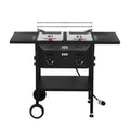 Propane Deep Fryer In Black With Rolling Cart And Storage Shelves For Outdoor Backyard Cooking Frying N A