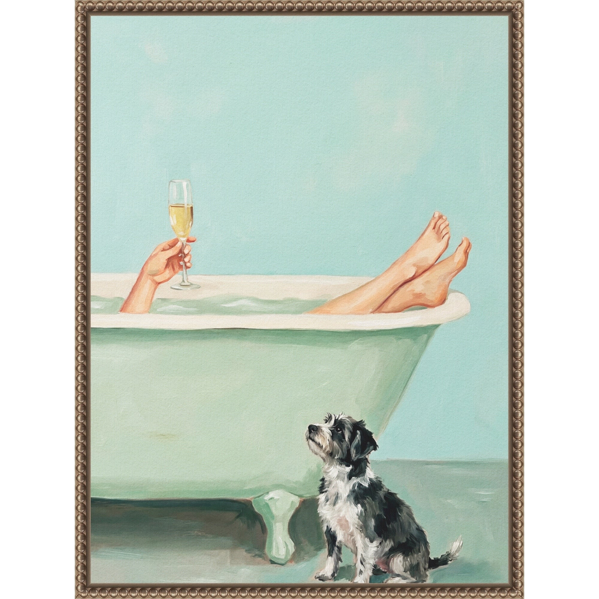Prosecco In The Bathtub By Andreas Magnusson Framed Canvas Wall Art