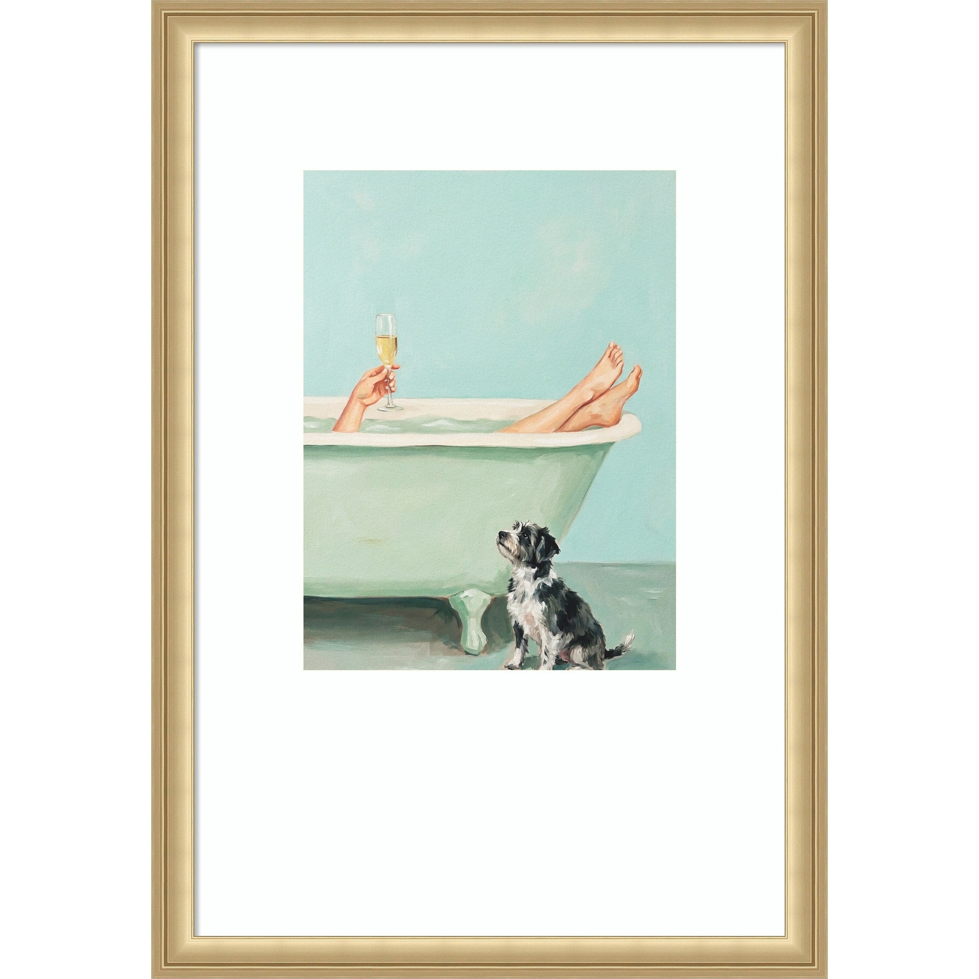 Prosecco In The Bathtub By Andreas Magnusson Wood Framed Wall Art Print