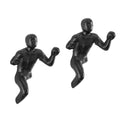 Protruding Fist Man Cast Iron Decorative Black Wall Hook Set Of 2
