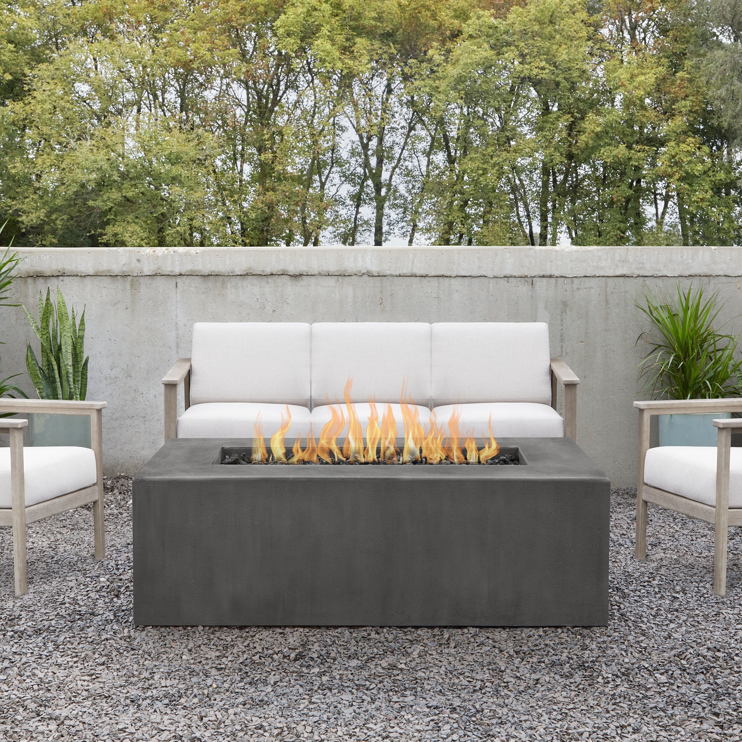 Provo Casual Rectangle Natural Gas Fire Table In Carbon By Jensen 60 X 30 X 19