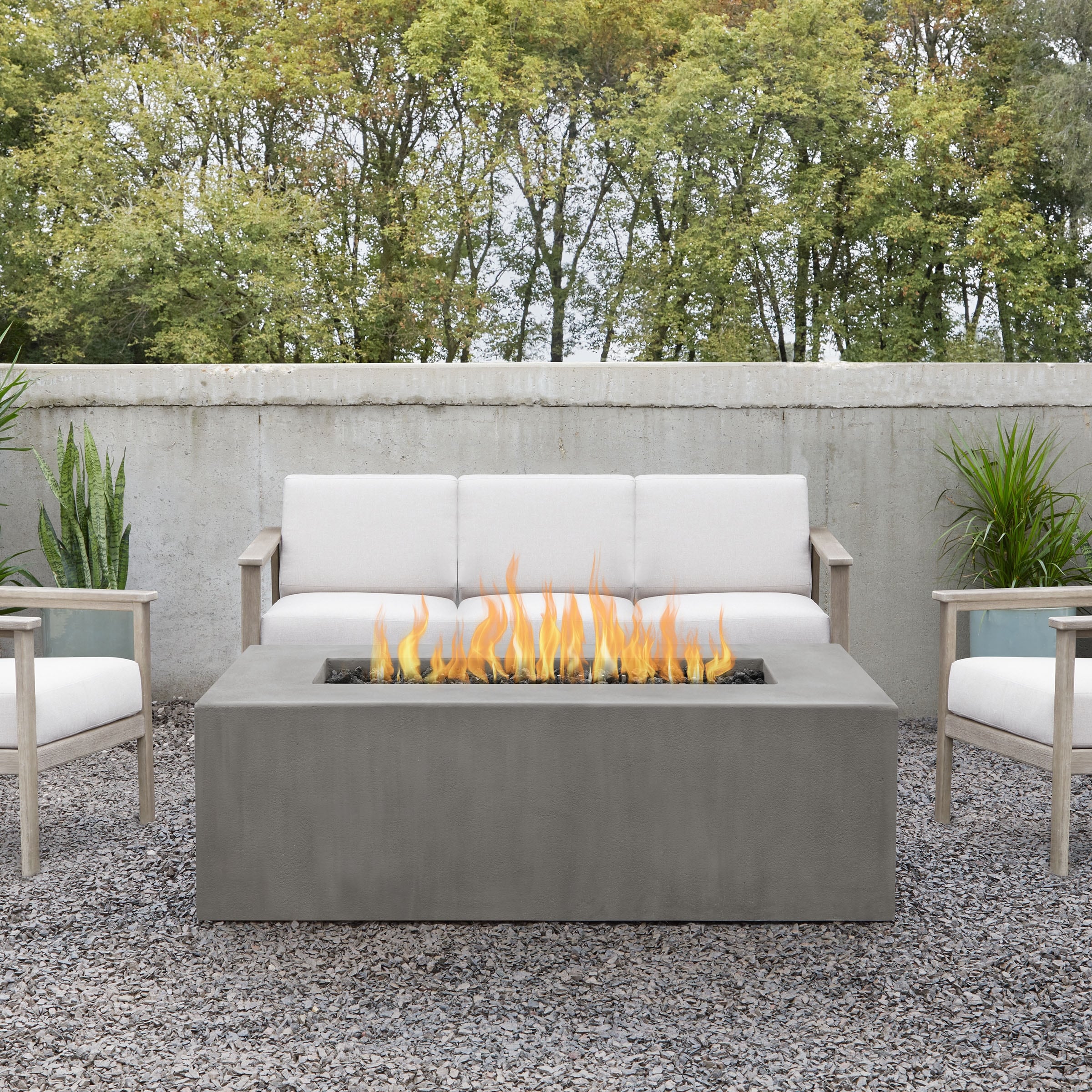 Provo Casual Rectangle Natural Gas Fire Table In Flint By Jensen 60 X 30 X 19