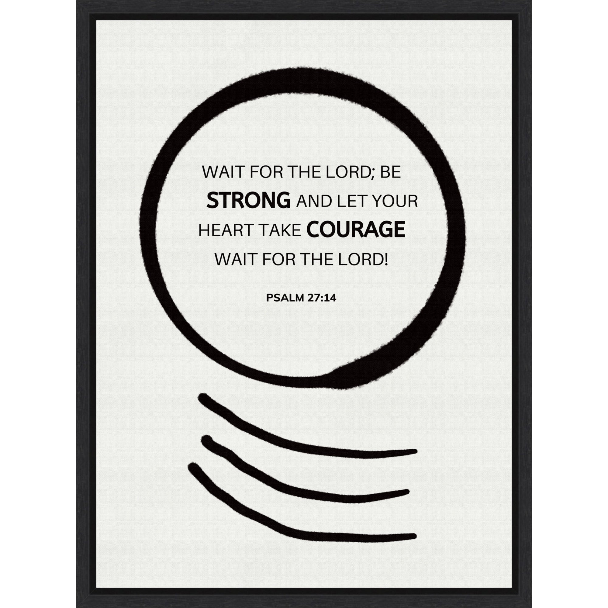 Psalm 27 14 Scripture By Little Dean Framed Canvas Wall Art Print
