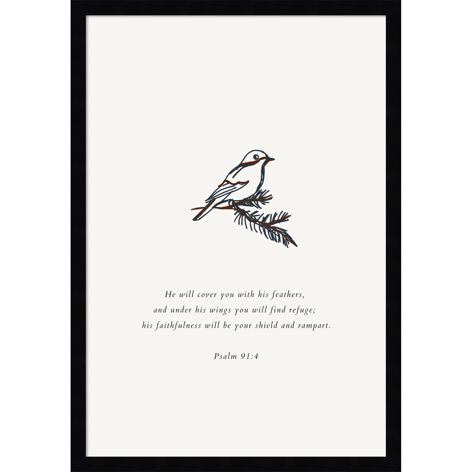 Psalm 91 4 Scripture By Art Of Living Framed Mounted Canvas Wall Art Print