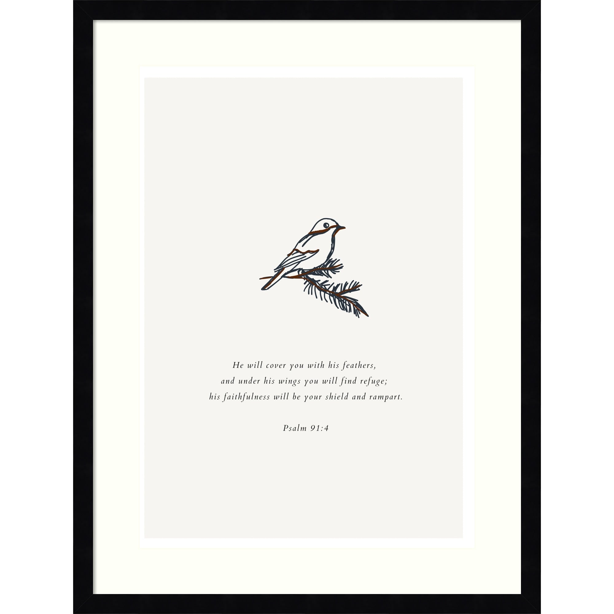 Psalm 91 4 Scripture By Art Of Living Wood Framed Wall Art Print