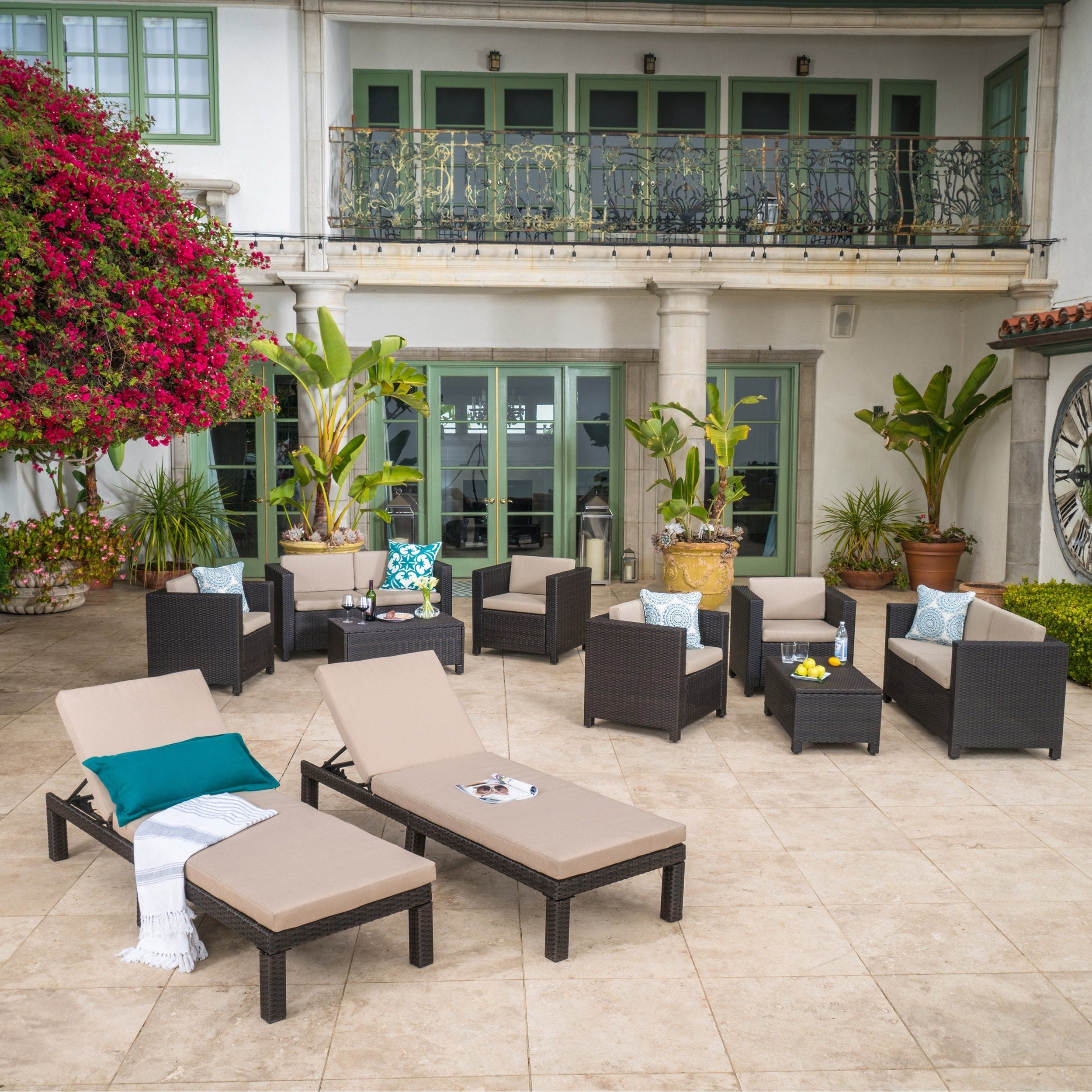 Puerta Outdoor 10 Piece Wicker Patio Set With Cushions By Christopher Knight Home