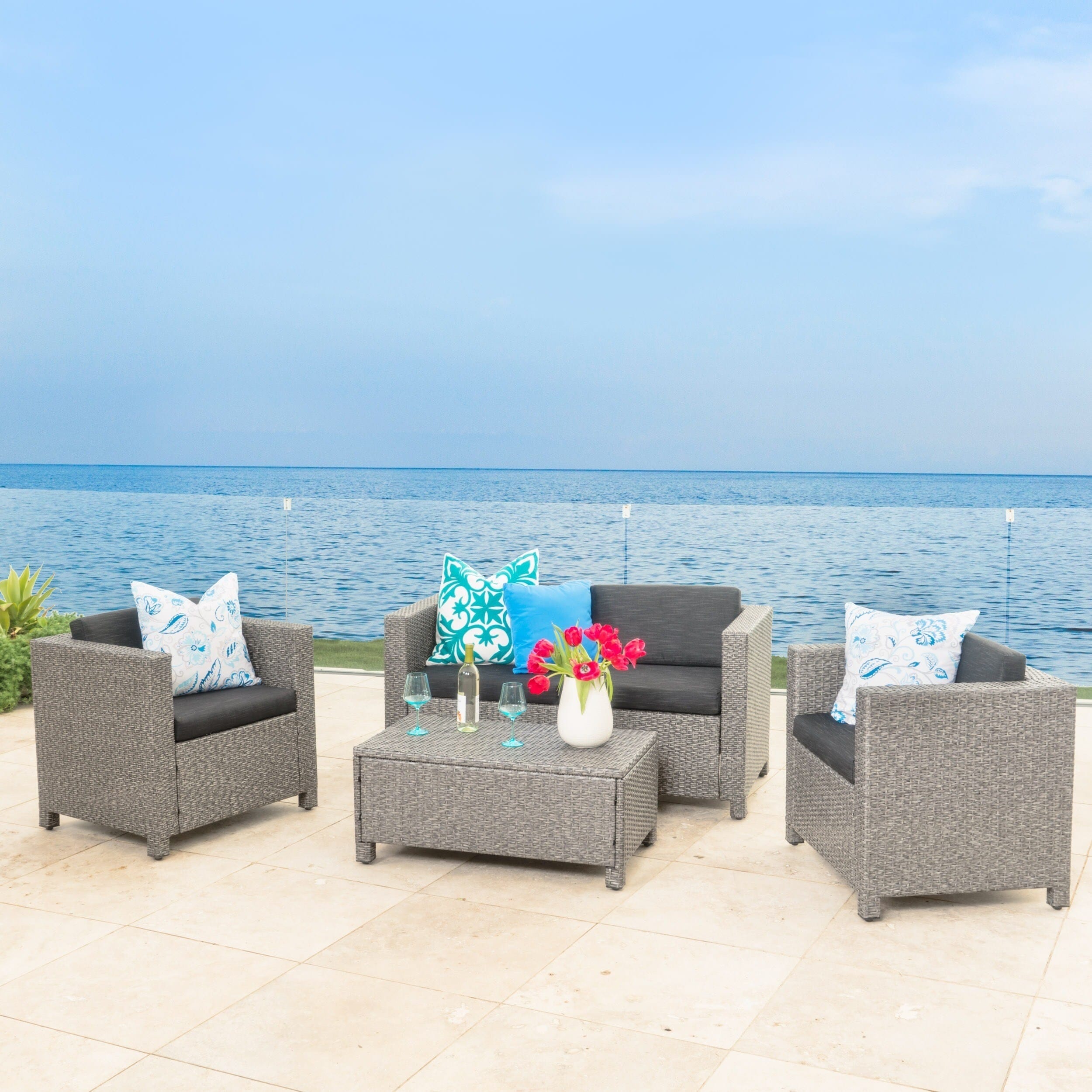 Puerta Outdoor 4 Piece Sofa Set By Christopher Knight Home