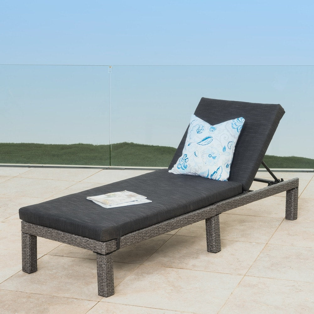 Puerta Outdoor Adjustable Wicker Chaise Lounge With Cushion By Christopher Knight Home