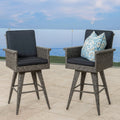 Puerta Outdoor Wicker Barstool With Cushions Set Of 2 By Christopher Knight Home