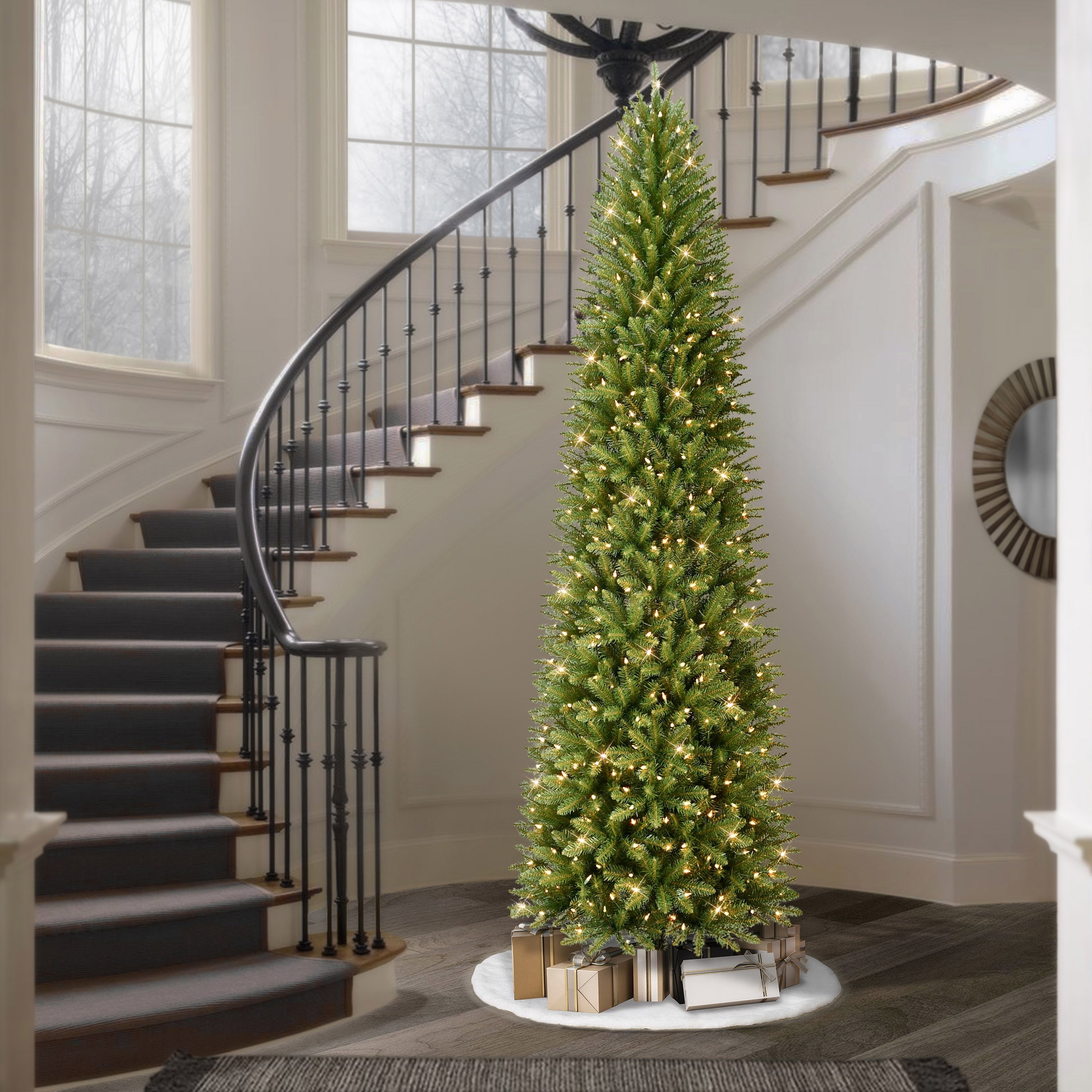 Puleo International 10 Ft Pencil Fraser Fir Pencil Christmas Tree With 650 Clear Lights