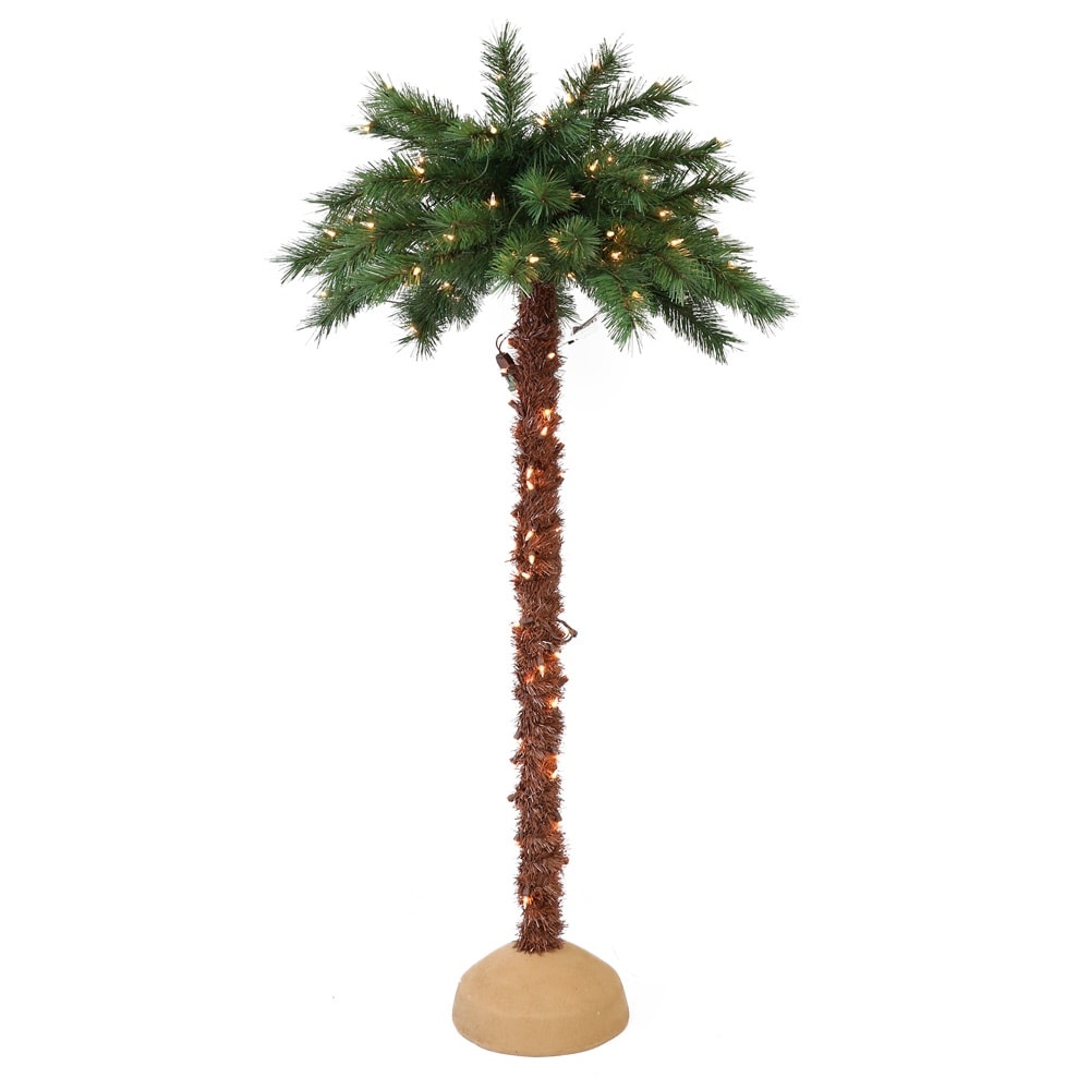Puleo International Pre Lit Artificial Palm Tree With 150 Ul Listed Lights