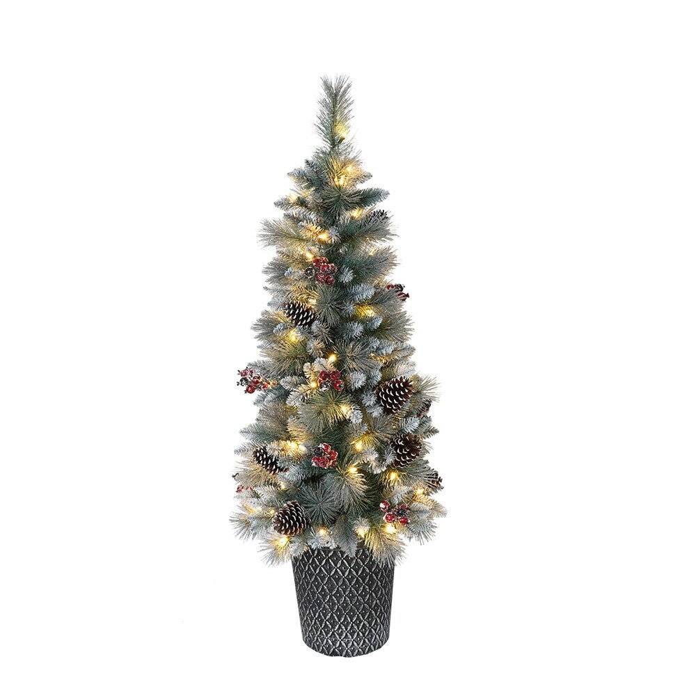 Puleo International 4.5 Pre Lit Potted Sterling Pine Tree With 70 Ul Clear Lights N A
