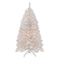 Puleo International 4.5 Ft White Pencil Fraser Fir Christmas Tree With 150 Lights