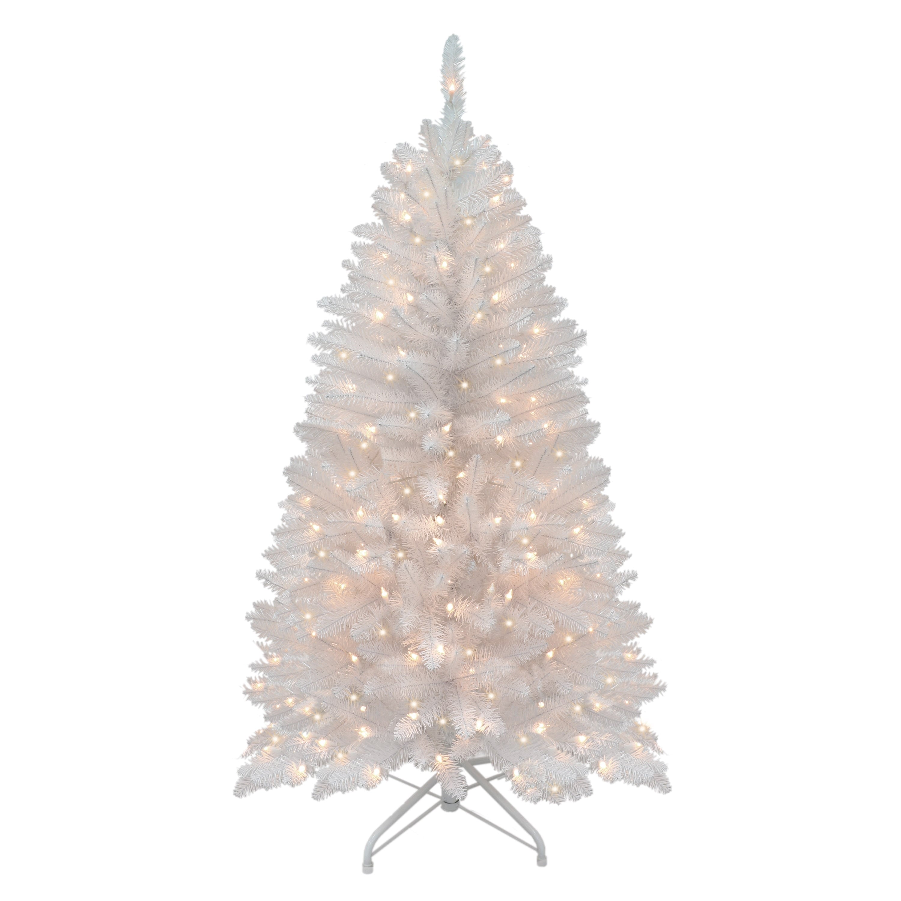 Puleo International 4.5 Ft White Pencil Fraser Fir Christmas Tree With 150 Lights