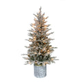 Puleo International 4.5 Pre Lit Potted Flocked Arctic Fir Artificial Christmas Tree With 70 Ul Clear Lights N A
