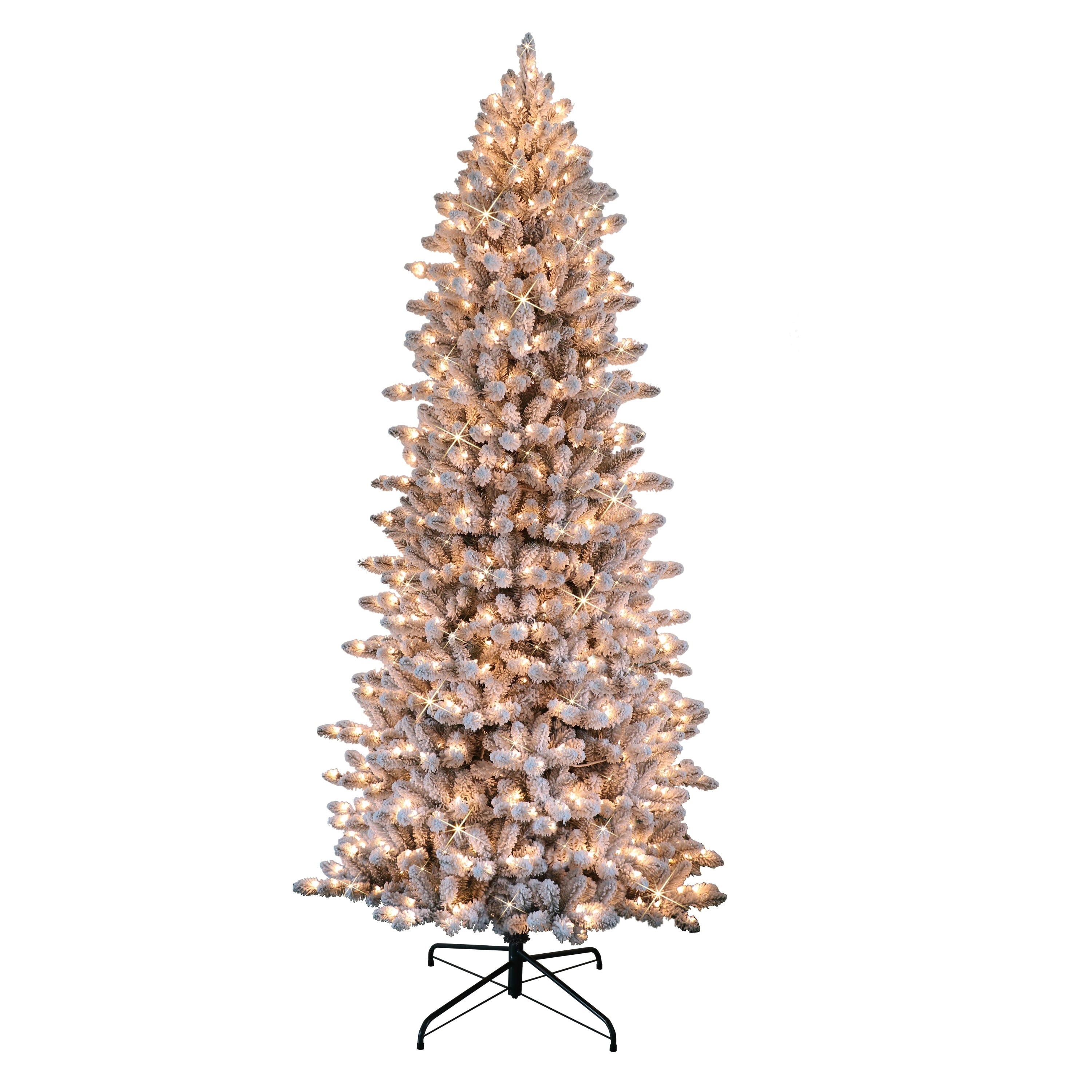 Puleo International 6.5 Pre Lit Flocked Slim Fraser Fir Artificial Christmas Tree With 350 Ul Clear Lights N A