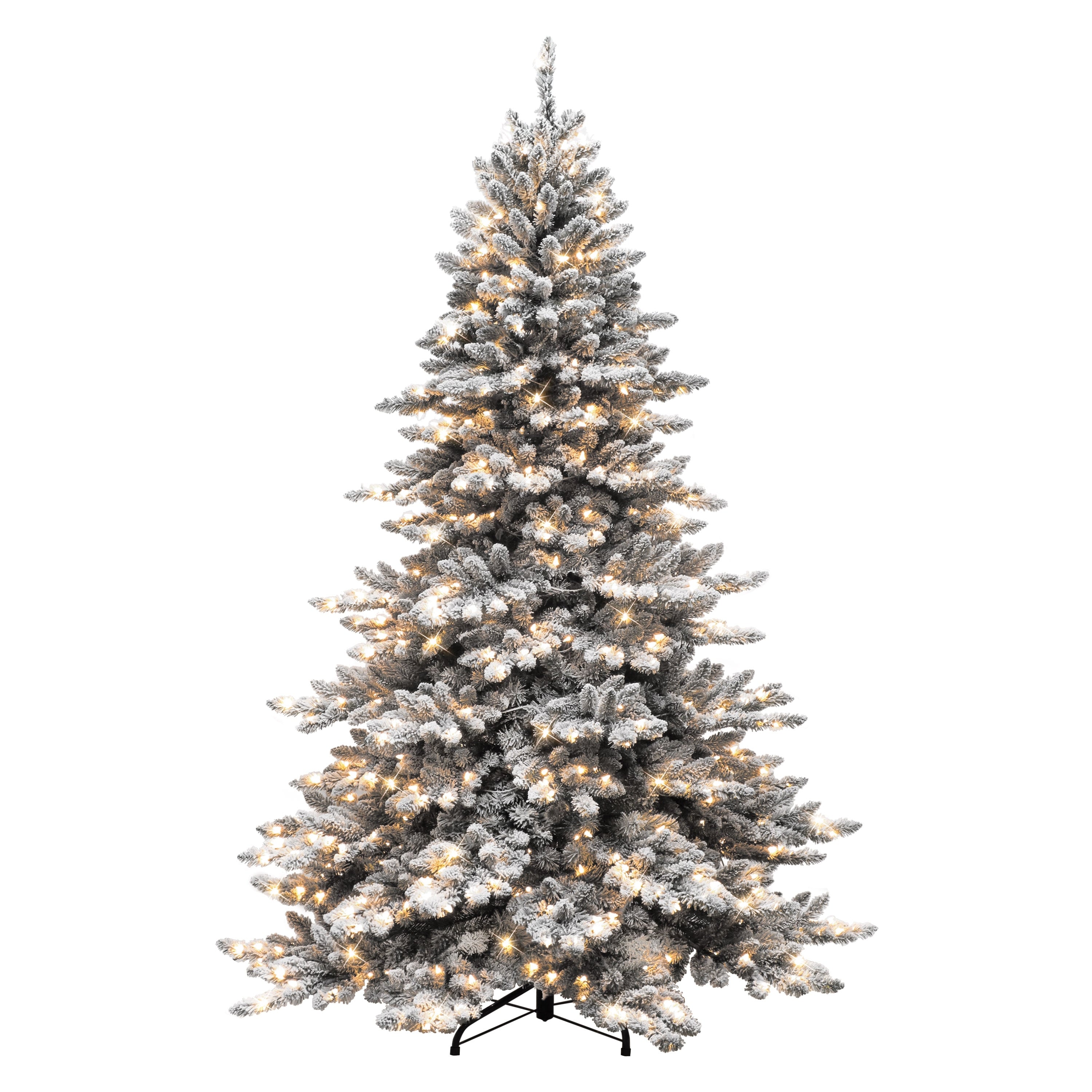 New Puleo Intl. 6.5 Royal Majestic Spruce Green Tree Flocked With 500 Ul Listed Clear Pre Attached Lights 6.5