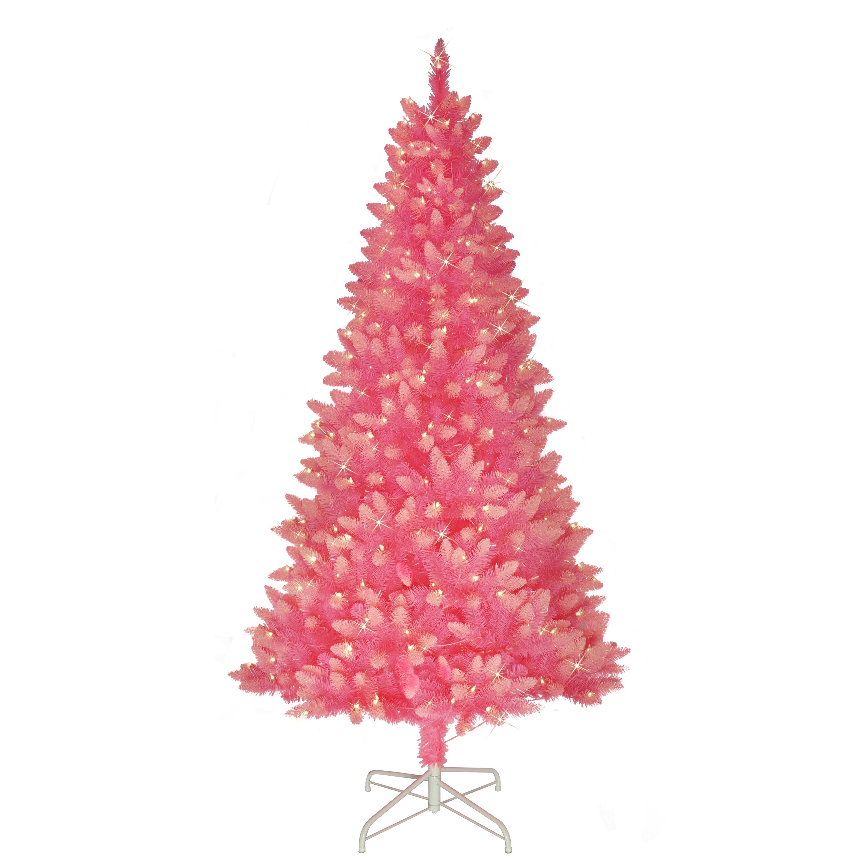 Puleo International 6.5 Pre Lit Fashion Pink Artificial Christmas Tree With 300 Ul Listed Clear Incandescent Lights 6.5