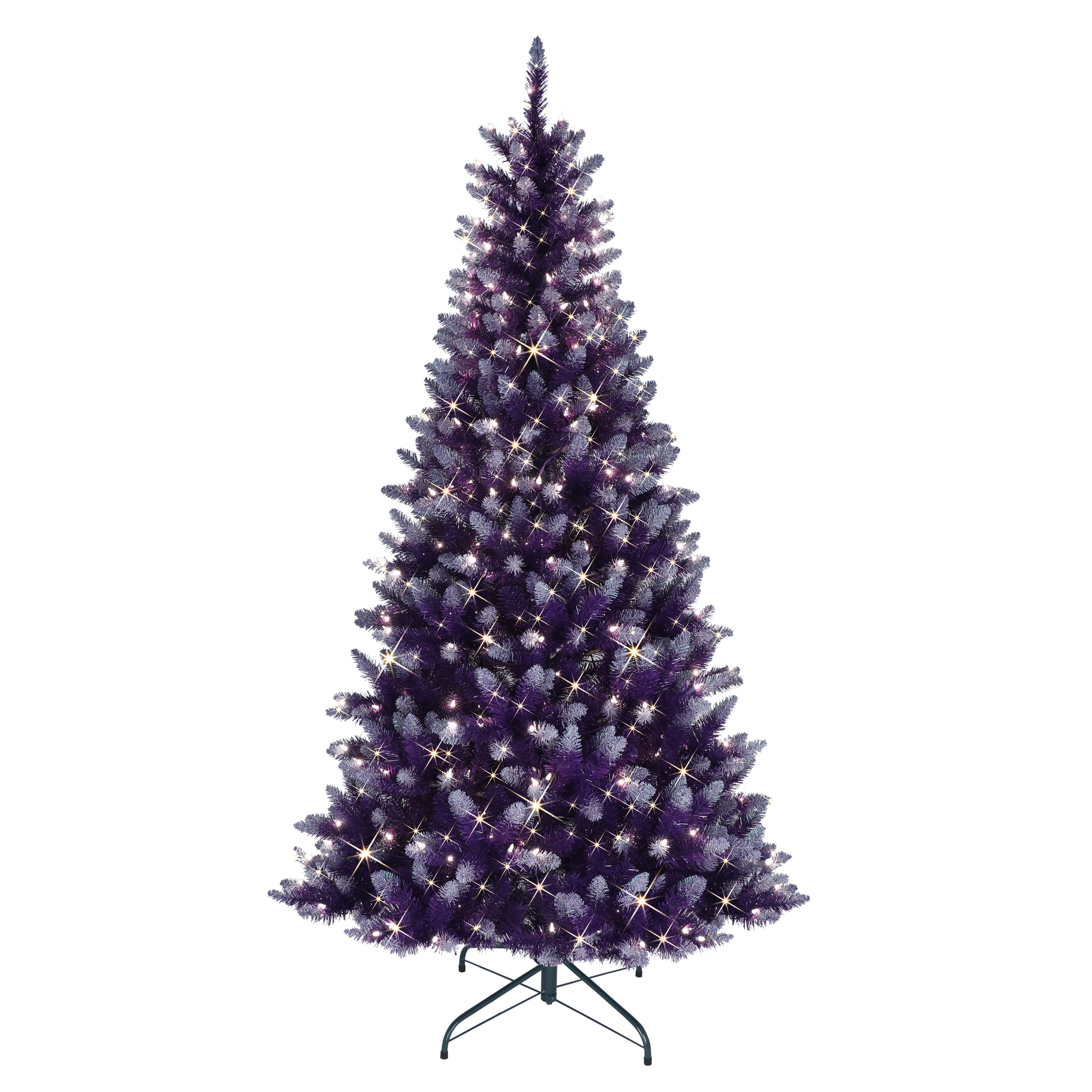 Puleo International 6.5 Pre Lit Fashion Purple Artificial Christmas Tree With 300 Ul Listed Clear Incandescent Lights 6.5