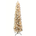 Puleo International 6.5 Pre Lit Flocked Portland Pine Pencil Artificial Christmas Tree With 300 Ul Listed Clear Lights N A
