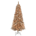 Puleo International 6.5 Pre Lit Rose Gold Tinsel Artificial Christmas Tree With 400 Ul Lights N A