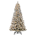 Puleo International 6.5 Pre Lit Flocked Virginia Pine Artifical Christmas Tree With 300 Ul Listed Clear Incandescent Lights