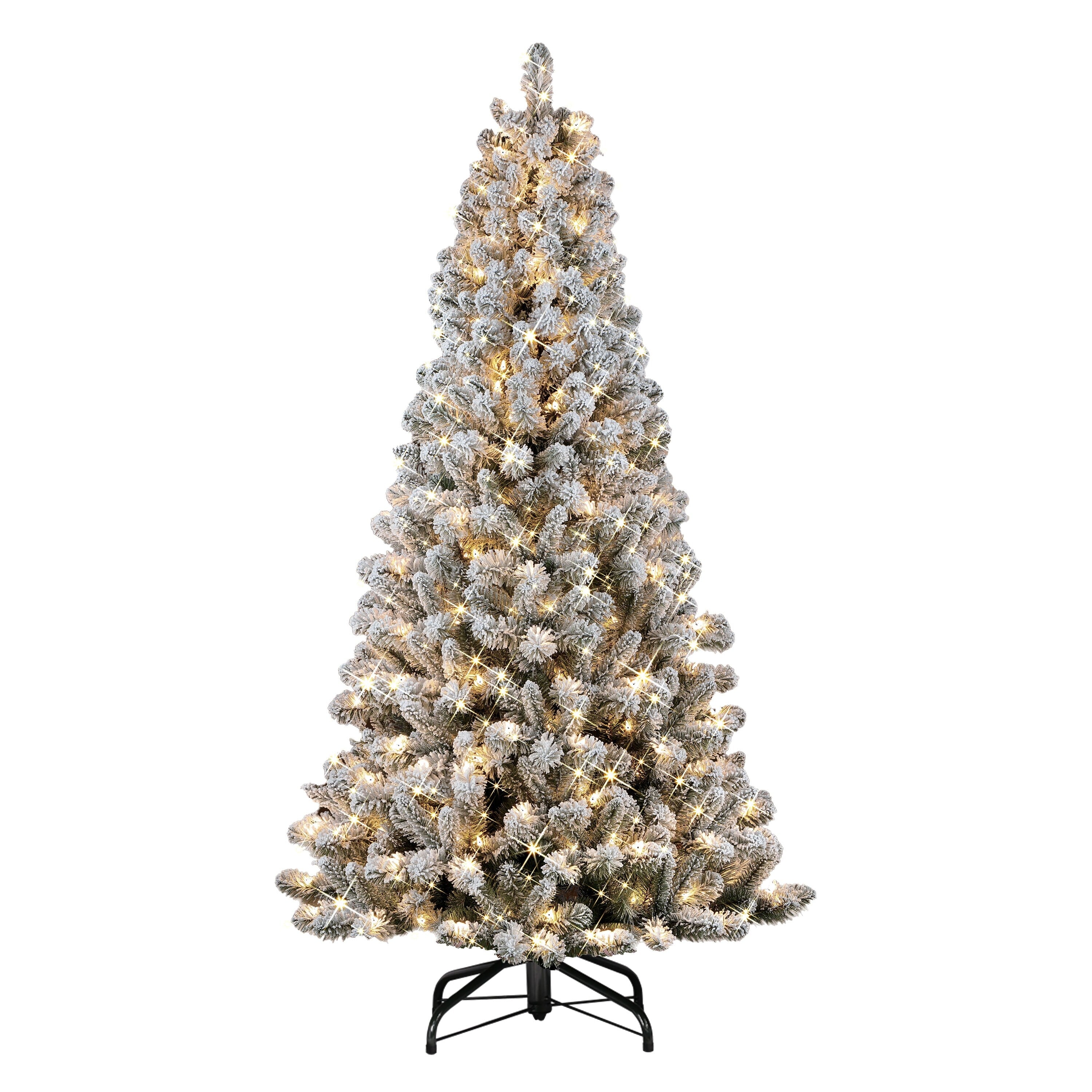 Puleo International 6.5 Pre Lit Flocked Virginia Pine Artifical Christmas Tree With 300 Ul Listed Clear Incandescent Lights
