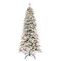 Puleo International 7.5 Pre Lit Flocked Slim Montville Spruce Christmas Tree With 450 Ul Listed Clear Incandescent Lights 7.5