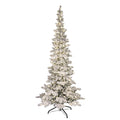 Puleo International 7.5 Pre Lit Flocked Slim Whistler Pine Christmas Tree W Sure Lit Pole 400 Warm White Led Globe Lights