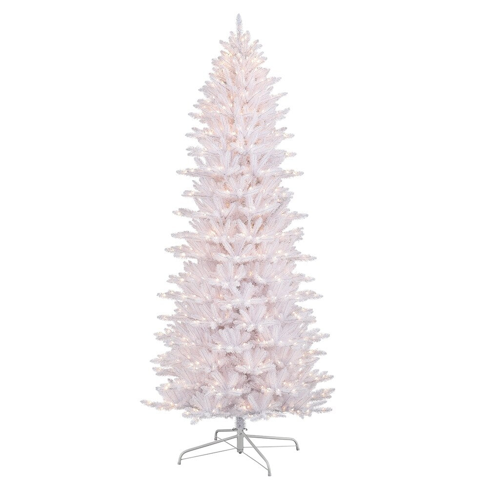 Puleo International 9 Pre Lit White Slim Fraser Fir Artificial Christmas Tree With 800 Ul Lights N A