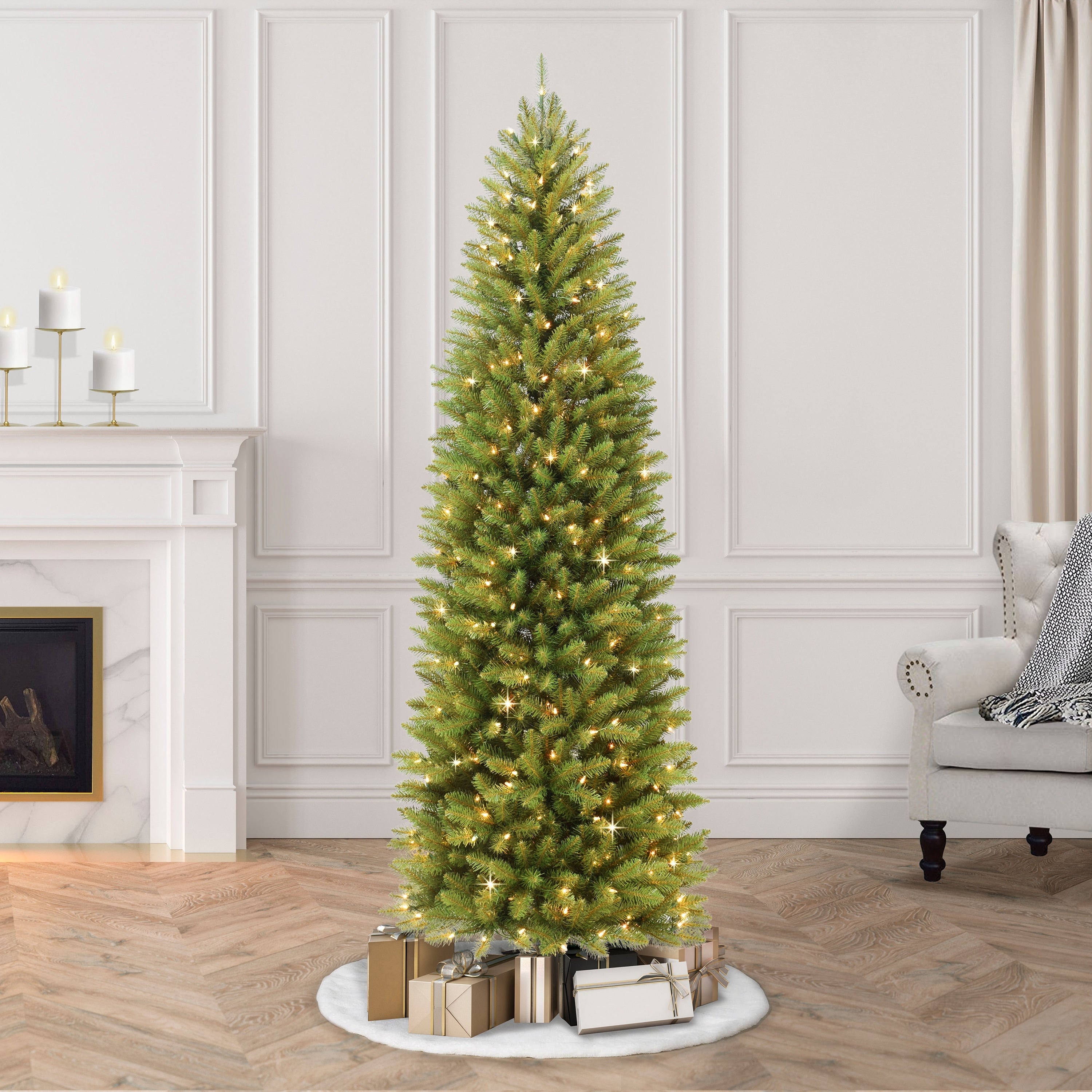 Puleo International 9 Ft. Pre Lit Fraser Fir Pencil Artificial Christmas Tree 550 Ul Listed Clear Lights
