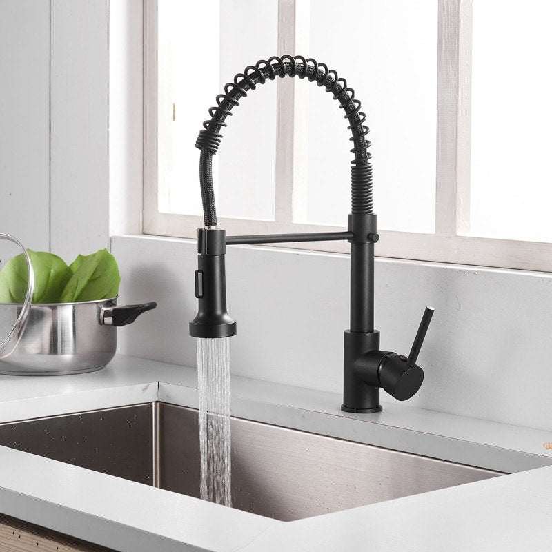 Pull Down Spray Swivel Kitchen Faucet W 1 Handle 2 Function Black