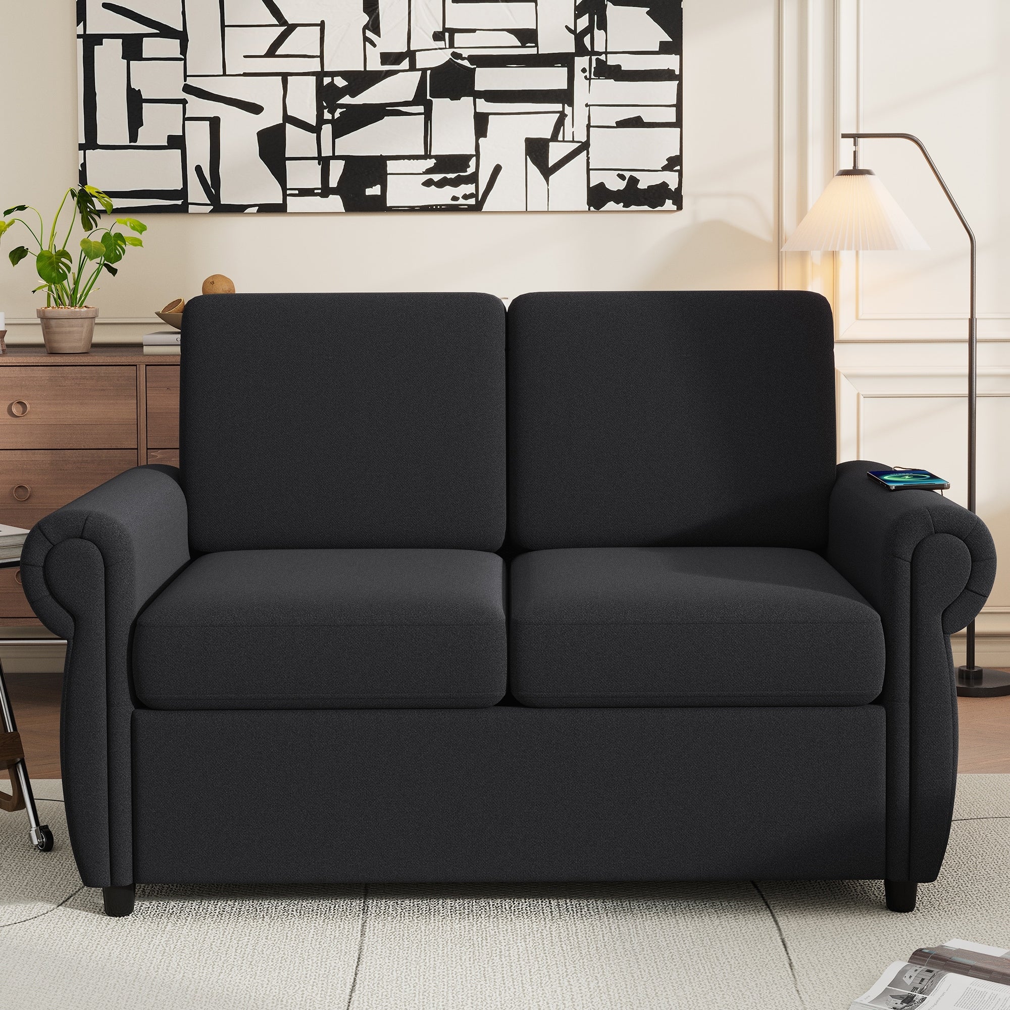 Pull Out Sofa Bed Loveseat Sleeper Sofa Couch With Usb Ports Convertible Couch Settee For Living Room