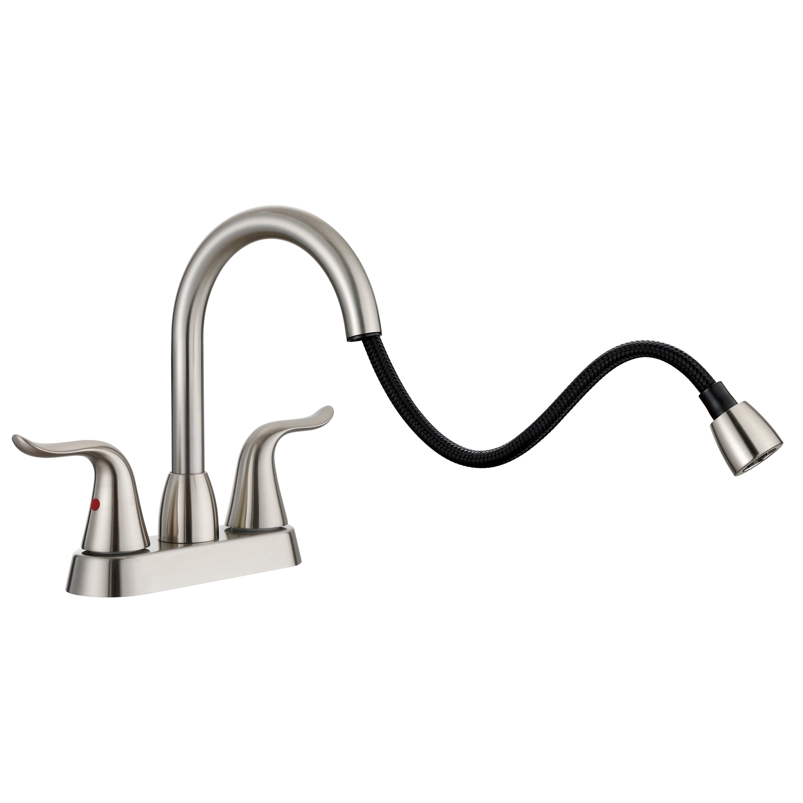 Pull Out Bathroom Faucet For Bathroom Sink With Two Handles And Supply Lines