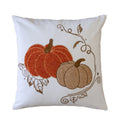 Pumpkin Embroidered Cotton Throw Pillow Autumn Harvest Accent Cushion Set Of 2