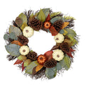 Autumn Harvest Pumpkin Pinecone And Gourd Grapevine Artificial Wreath 24 Inch Unlit