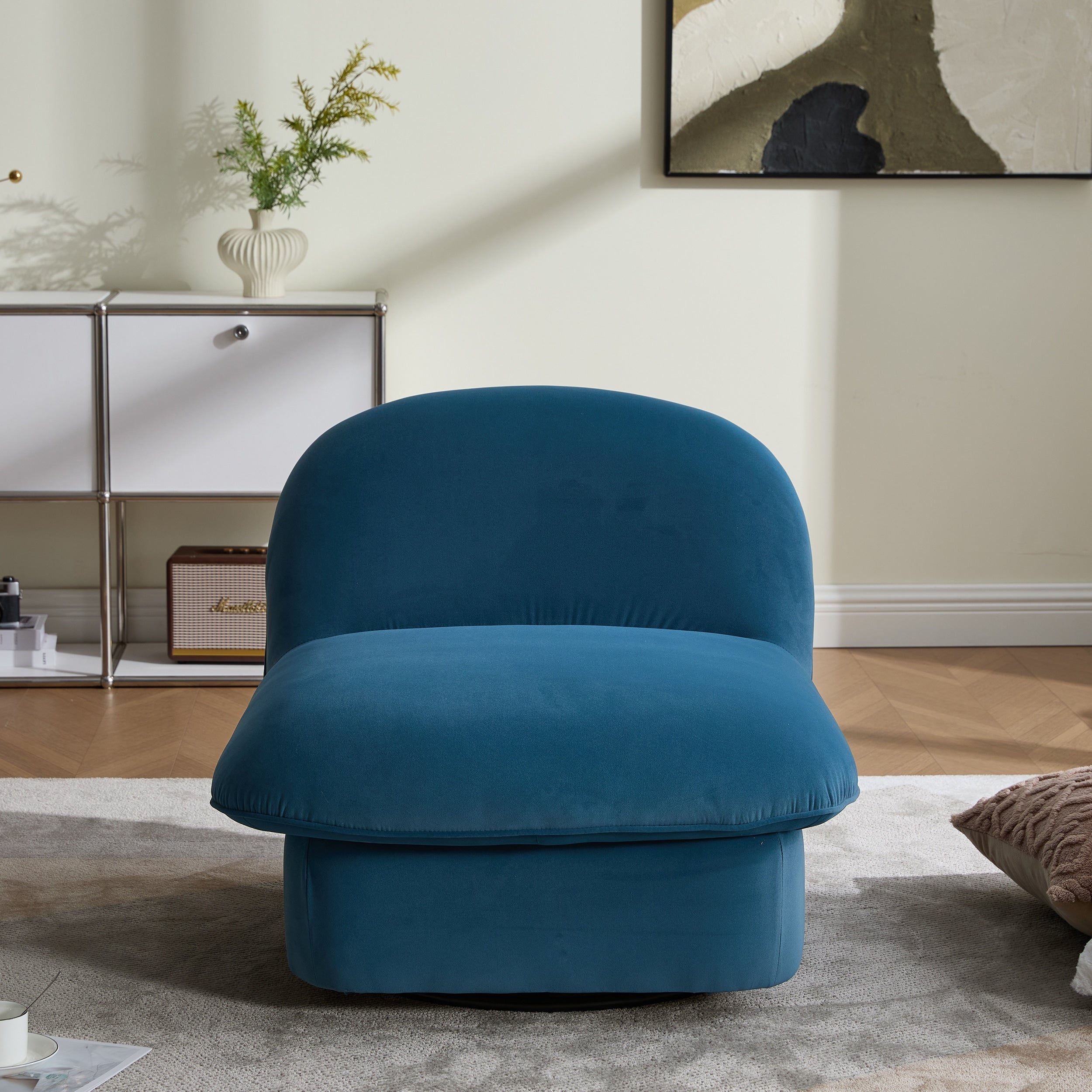 Pumpkin Shaped Swivel Chair 360 Degree Swivel Accent Chair For Living Room Bedroom Office