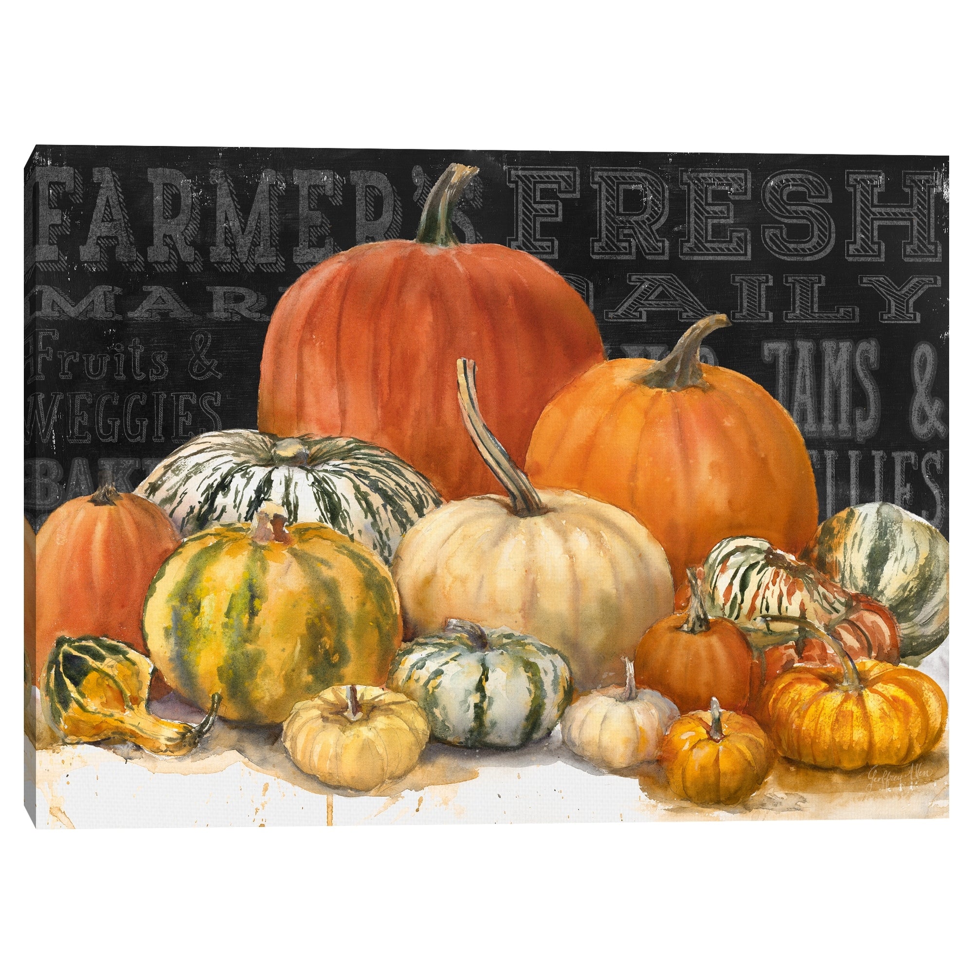 Pumpkin Valley Black By Geoff Allen Canvas Art Print