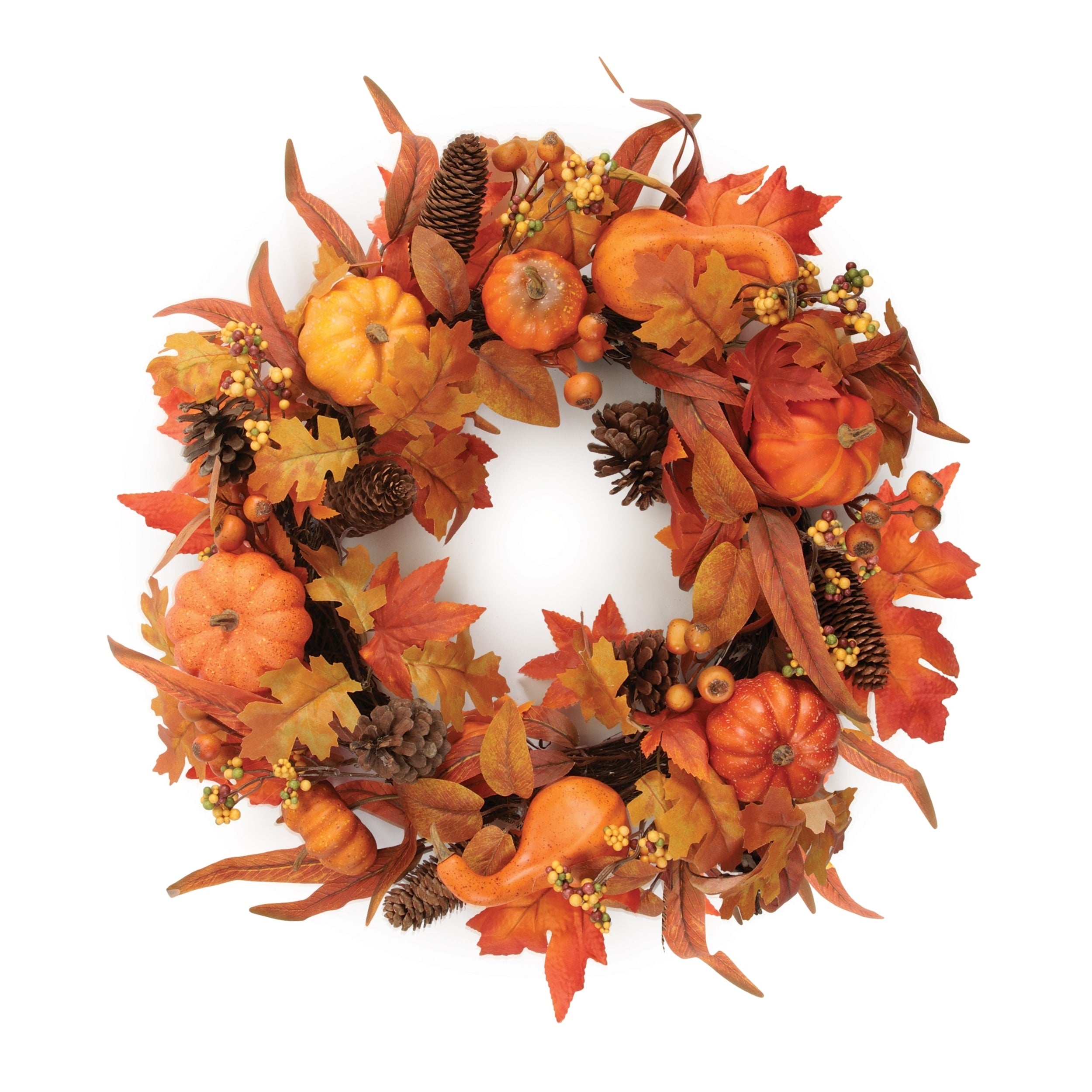 Pumpkin Pinecone Fall Harvest Wreath 24 D
