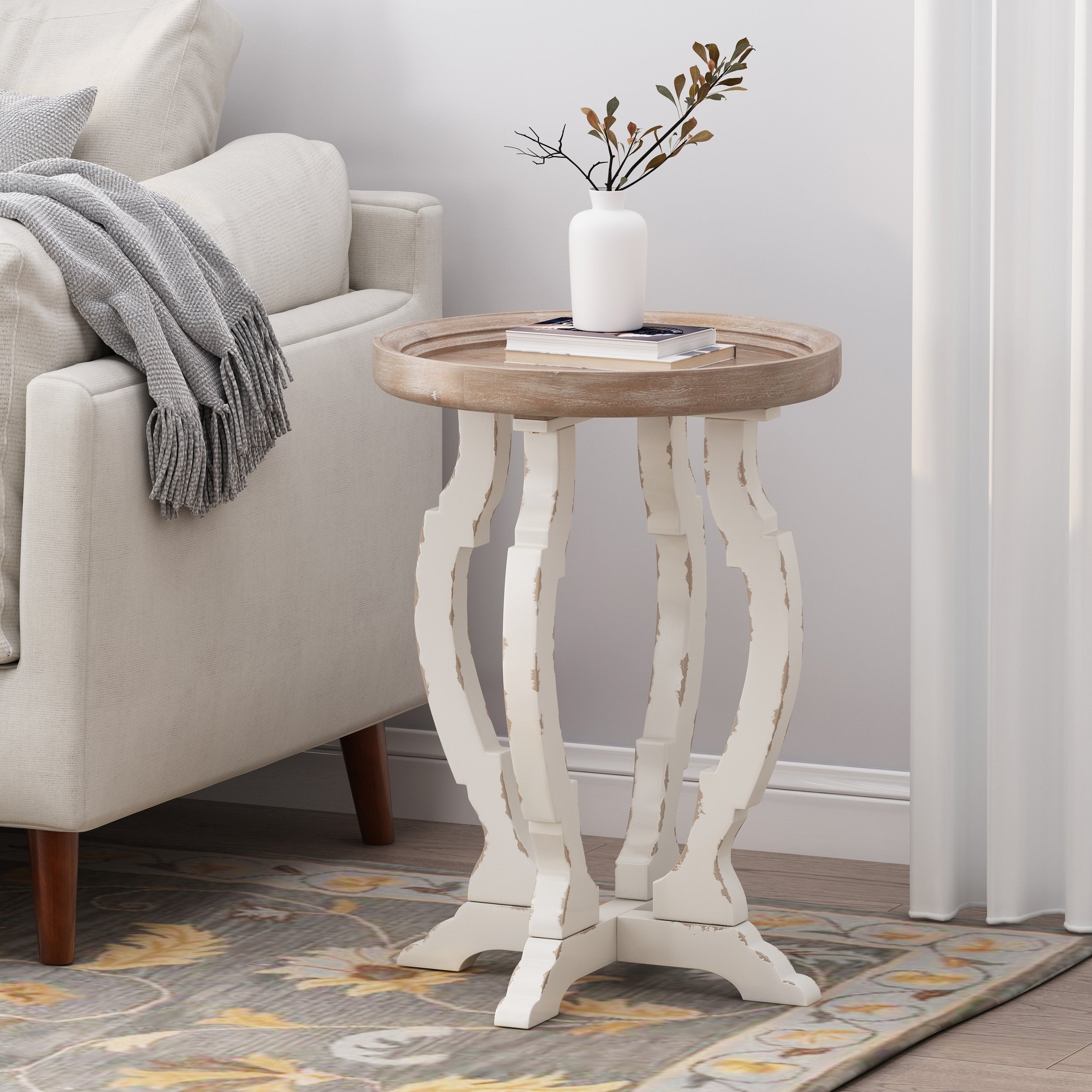 Purdin French Country Accent Table With Round Top By Christopher Knight Home