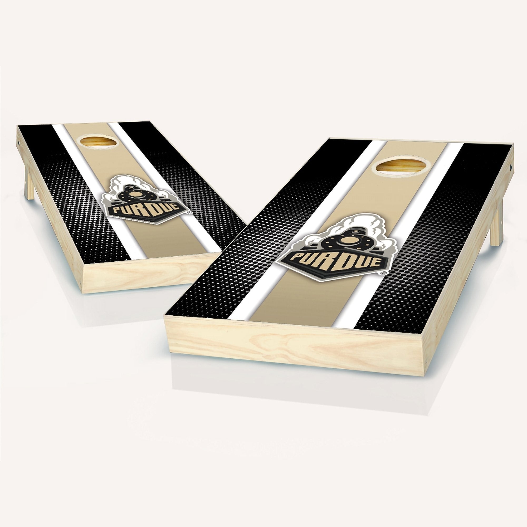 Purdue Boilermakers Striped Cornhole Set Includes 8 Team Logo Bags Optional Accessories