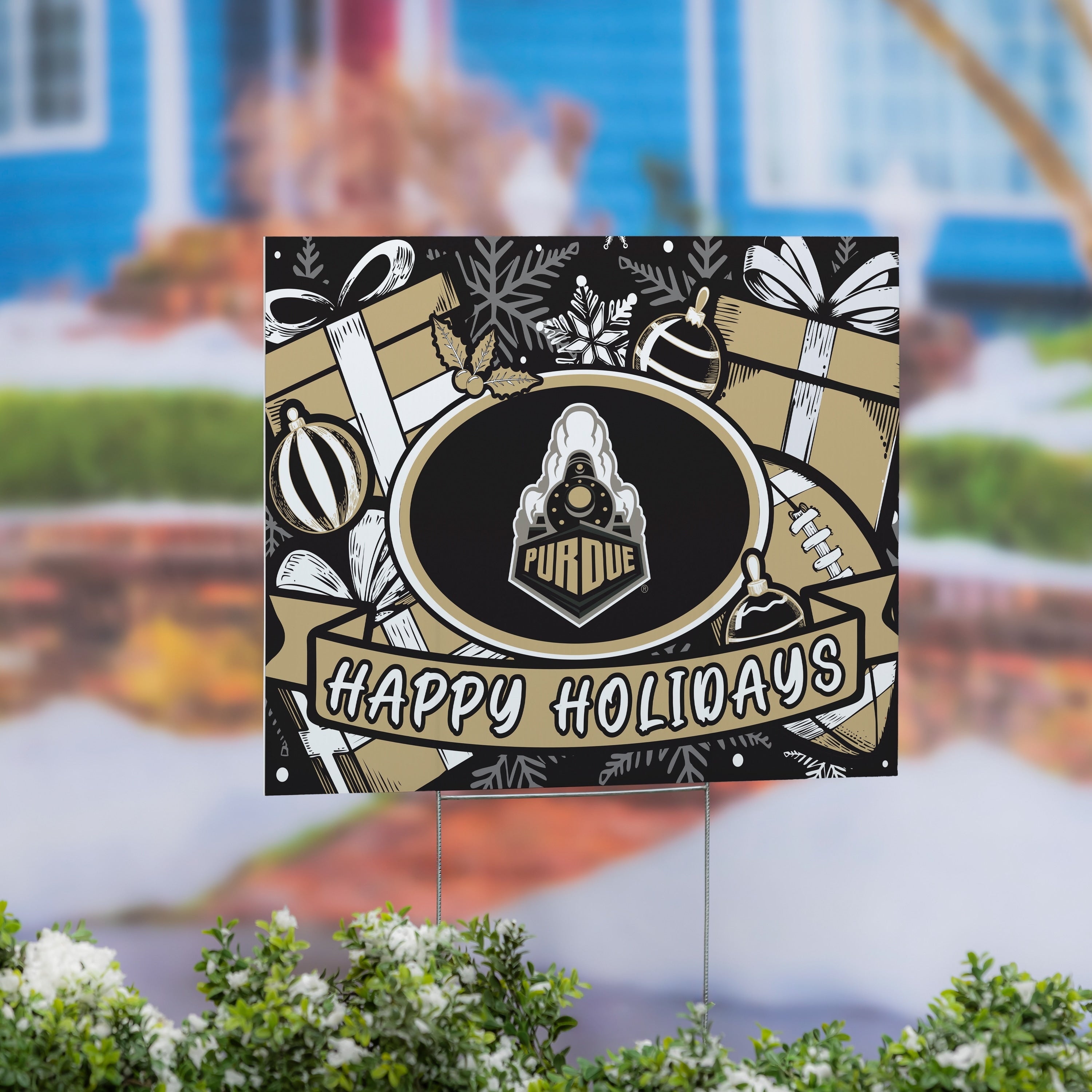 Purdue University Yard Sign Happy Holidays 24 X 18