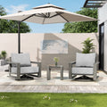 Purescape 3 Piece Hand Painted Aluminum Outdoor Conversation Set With Swivel Chairs Gray Cushions And Side Table
