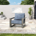 Purescape Hand Painted Aluminum Outdoor Lounge Chair With Sunbrella Gray Cushions