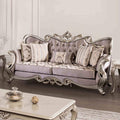 Purple Finish Upholstered Tufted Carved Details 1Pc Sofa